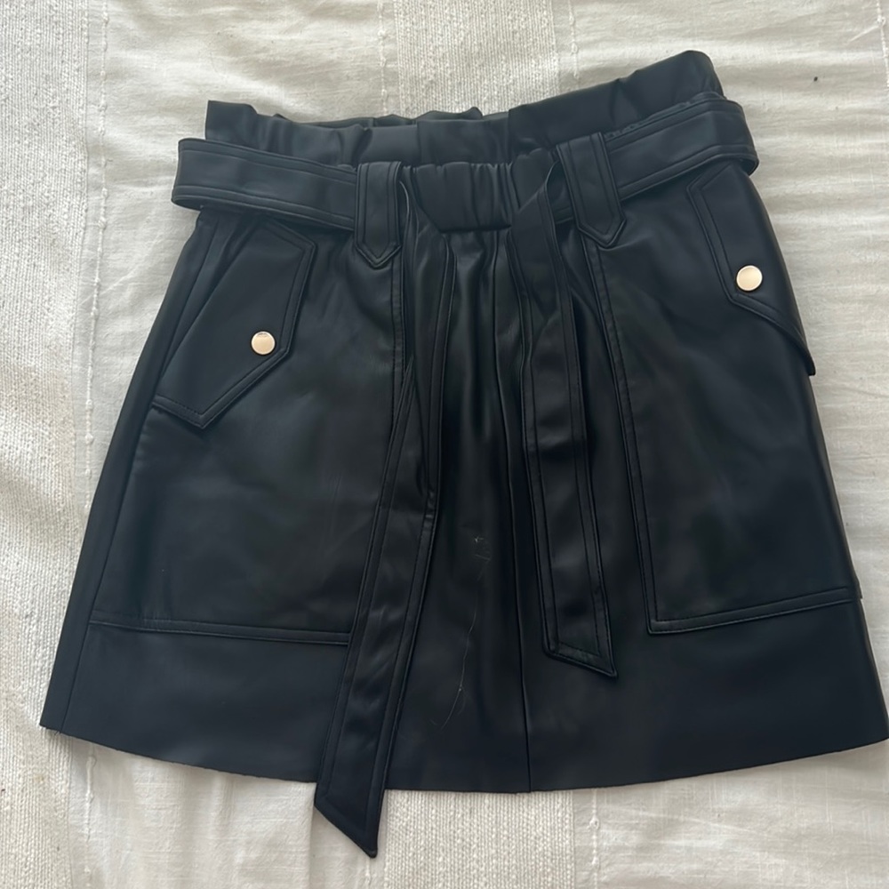 Zara black leather skirt